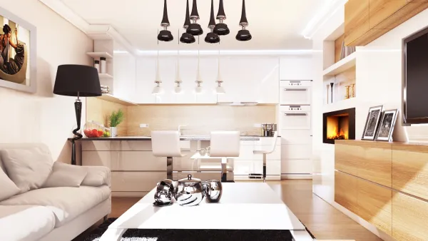 apartament z biokominkiem  